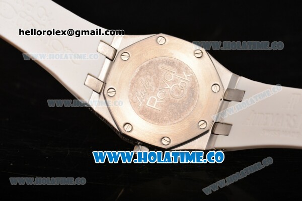Audemars Piguet Royal Oak Lady Swiss Quartz Steel/Diamonds Case with White MOP Dial and Diamonds Bezel (EF) - Click Image to Close